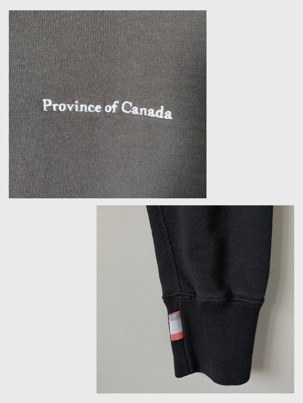 Province of Canada French Terry Crop Sweatshirt Cotton Black Size Small - Picture 11 of 16